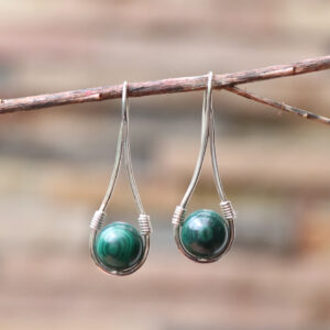 Bông tai bạc đá Malachite (SL-EAR-MAL-81)