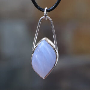 Mặt dây chuyền bạc đá Blue lace agate (SL-PEN-BLAG-103)
