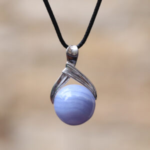 Mặt dây chuyền bạc đá Blue lace agate (SL-PEN-BLAG-104)