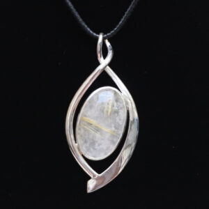 Mặt dây chuyền bạc đá Golden rutilated quartz (SL-PEN-GRQZ-105)