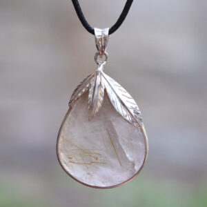 Mặt dây chuyền bạc đá Golden rutilated quartz (SL-PEN-GRQZ-106)