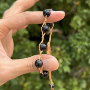 Vòng tay macrame kết hợp đá Obsidian (MC-BRA-OBS-13)