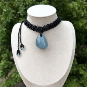 Choker macrame kết hợp đá Aquamarine (MC-CHO-AQU-28)