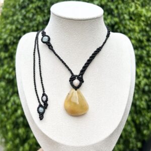 Vòng cổ macrame kết hợp đá Heliodor (MC-NEC-HEL-22)