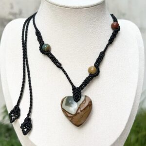 Vòng cổ macrame kết hợp đá Polychrome jasper (MC-NEC-POLJ-23)